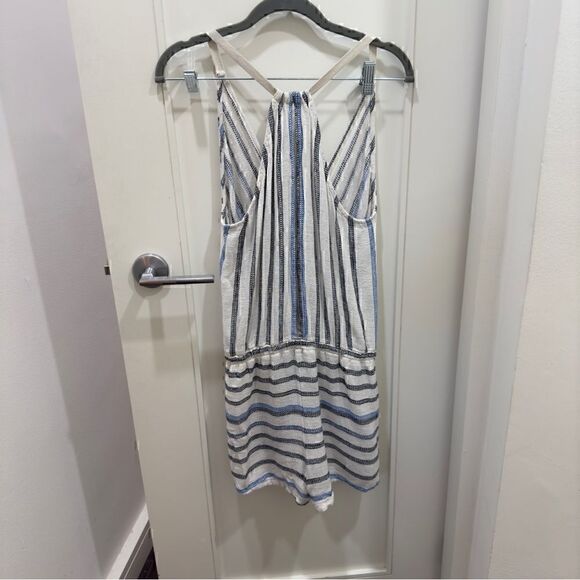 Blue/Black & oatmeal Striped Romper Size M - Picture 5 of 9